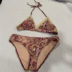 Cupshe Paisley Bikini Set with Cream Trim